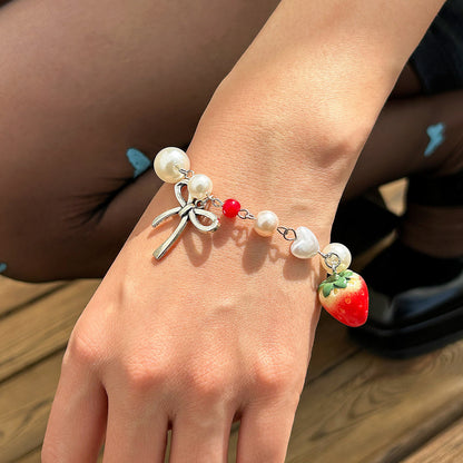 Strawberry bow bracelet
