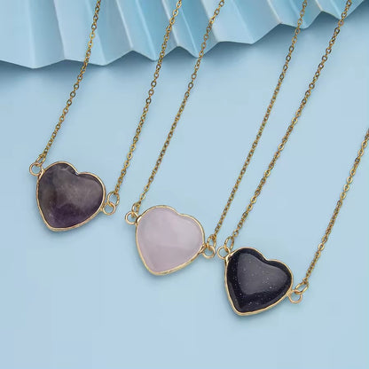 Colar de aço inoxidável com coração banhado a ouro 