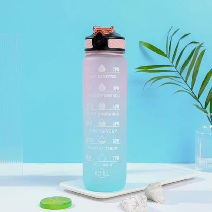 Botella de agua de plástico esmerilado con mango portátil 