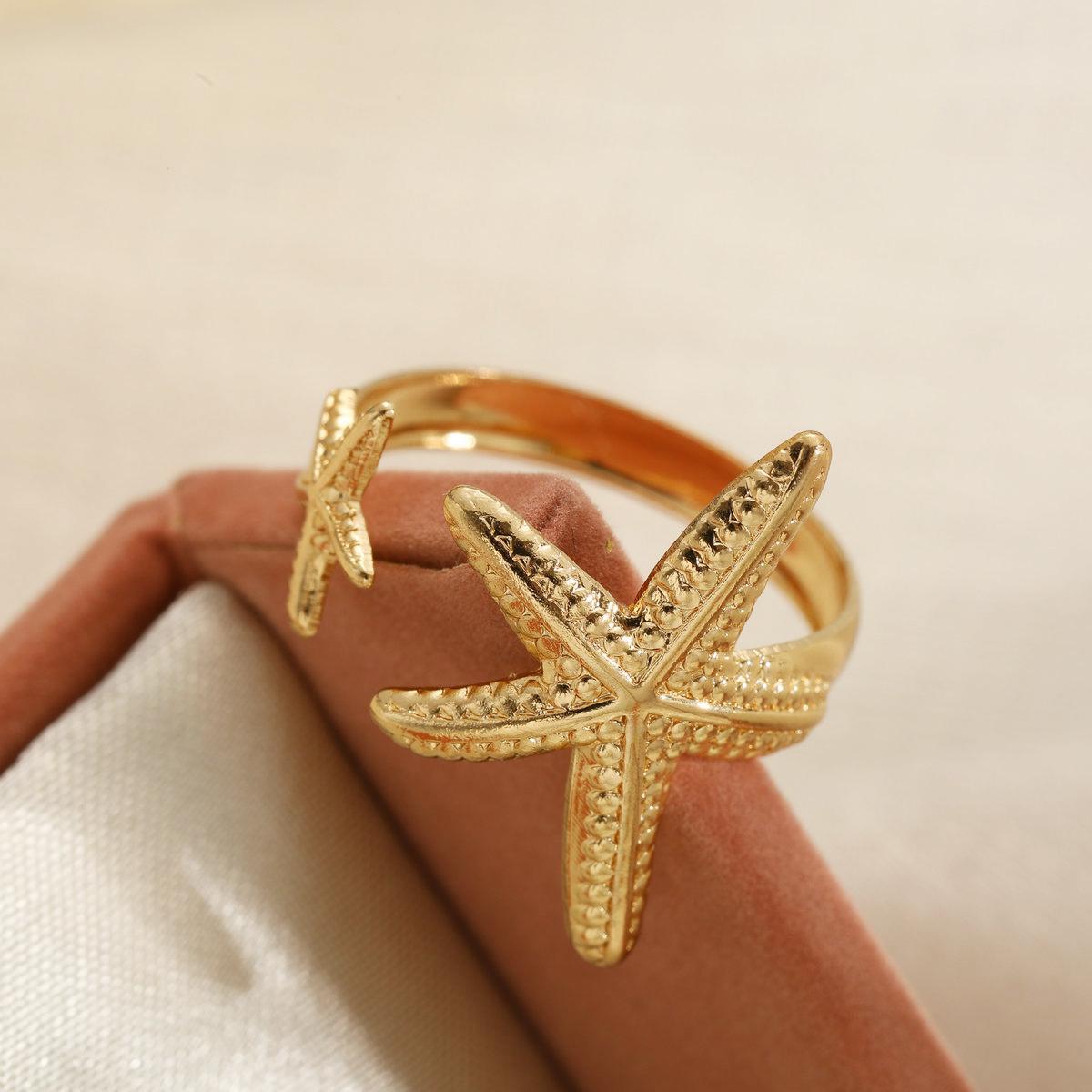 Adjustable Starfish Shell Ring Set