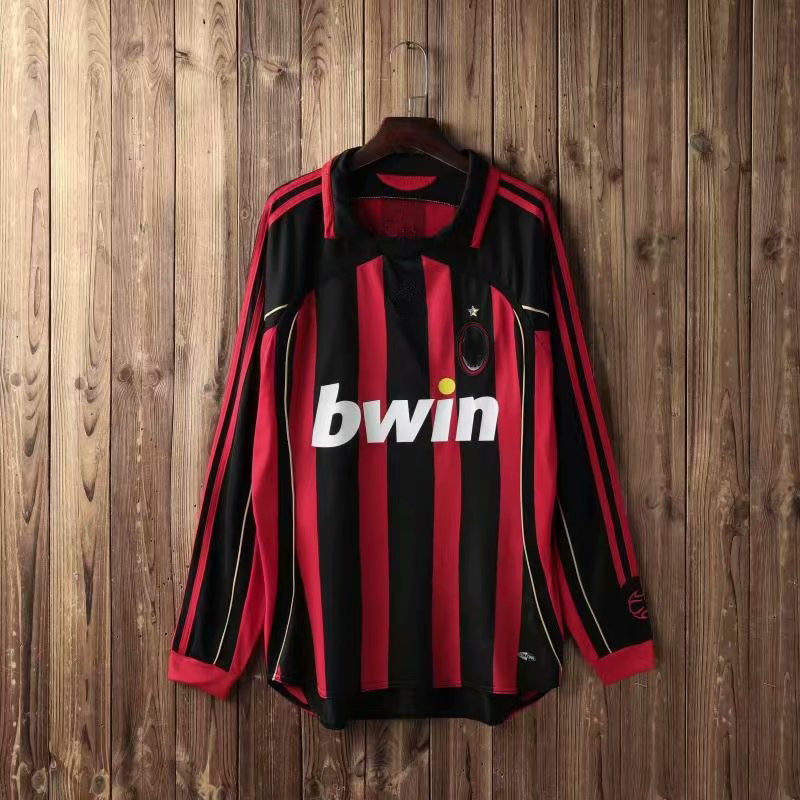 06-07 AC Milan Retro Kak¨¢ Gattuso Maldini Inzaghi Pirlo Manga Corta Larga 