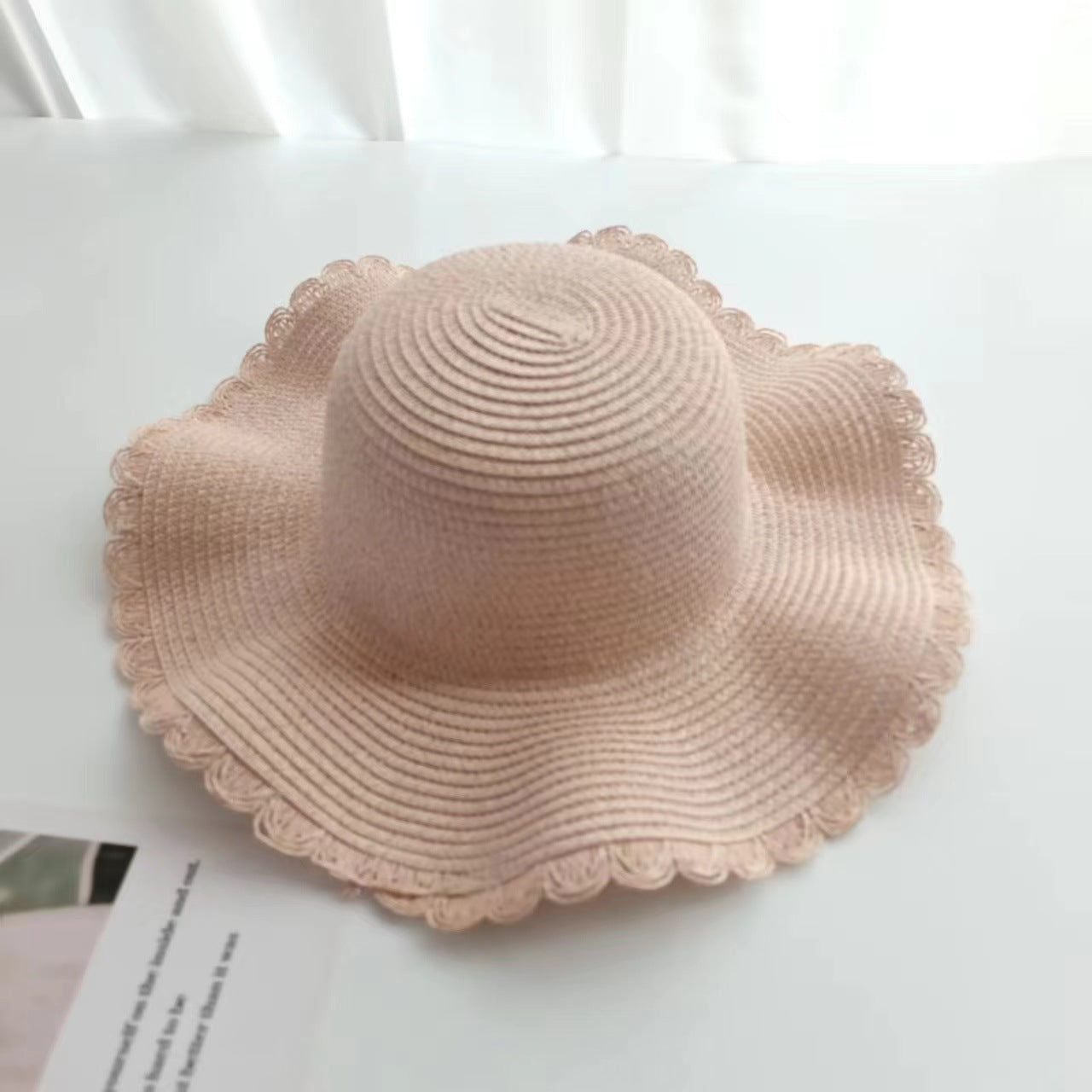 Parent-Child Wave-Edge Straw Hat