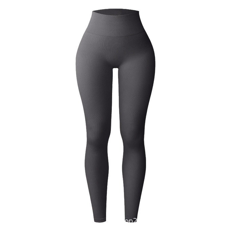 Threaded Leggings Trousers Seamless Yoga Pants High Waist