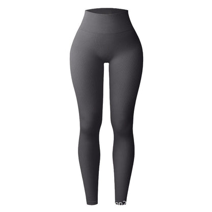 Threaded Leggings Trousers Seamless Yoga Pants High Waist