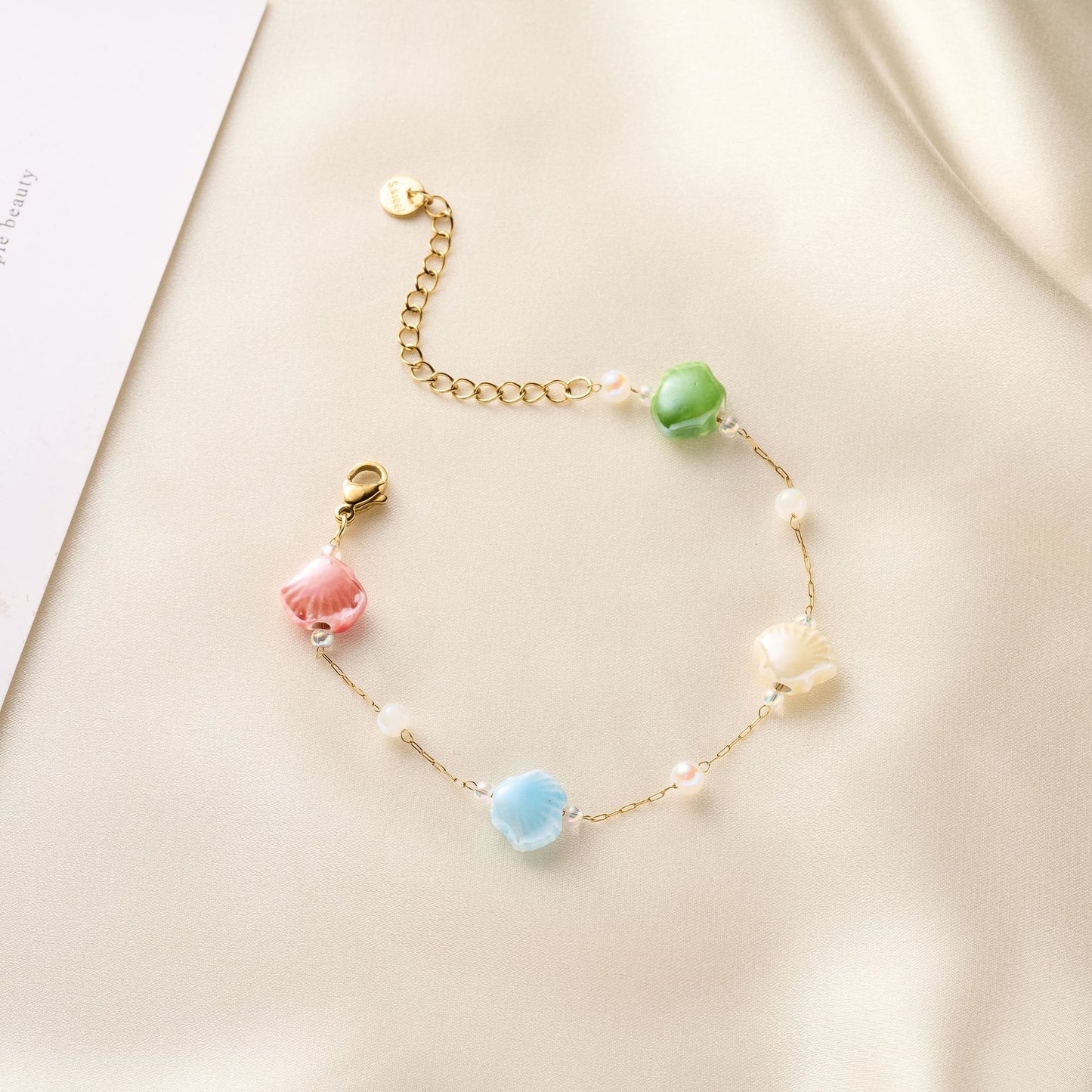 Ceramic Shell & Stone 18K Gold Bracelet