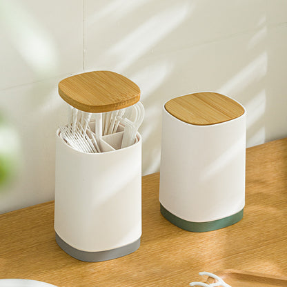 Automatic Toothpick Holder, Divided Cotton Swab Case