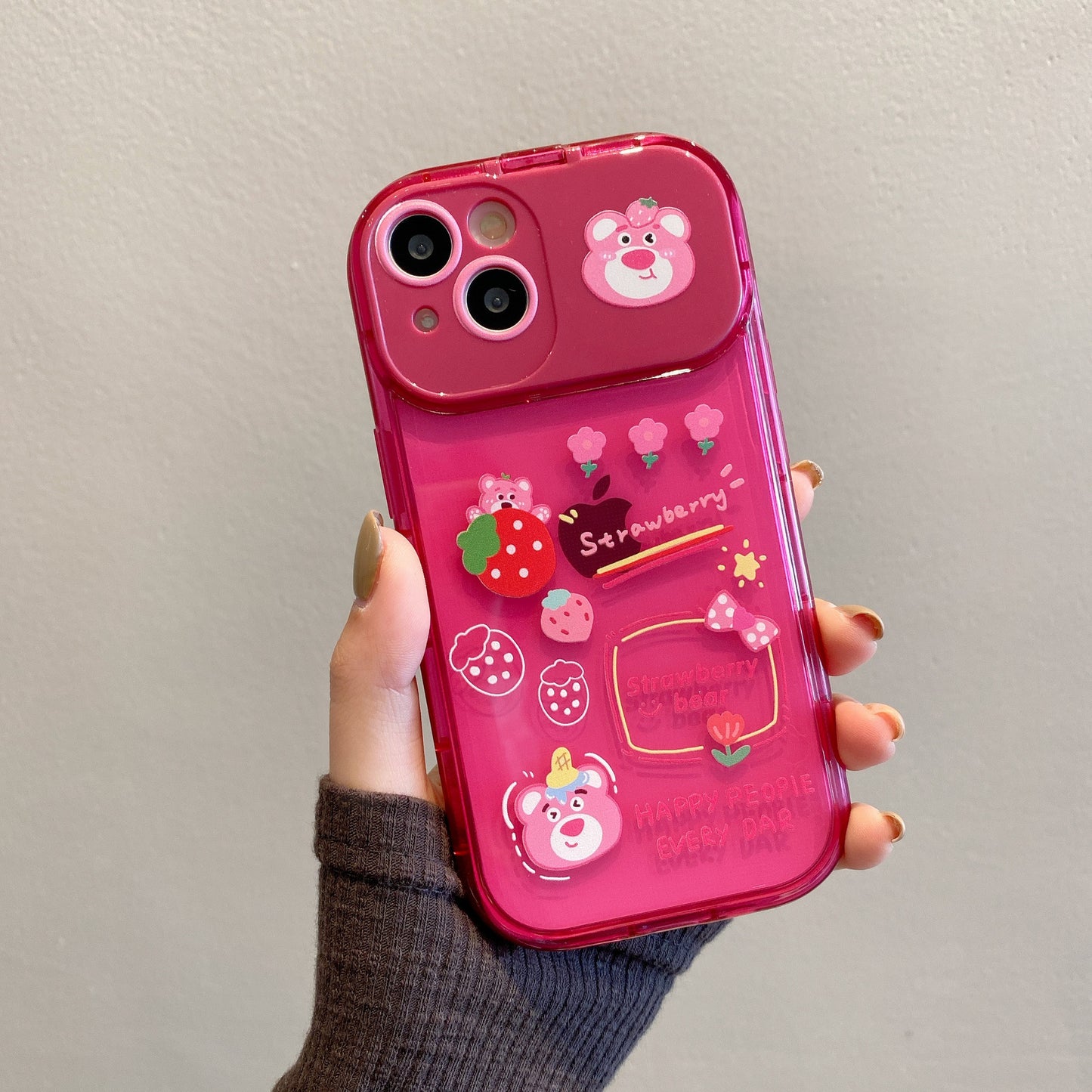 Apple 15 Pro Mirror Stand Strawberry Bear iPhone X Green Monster