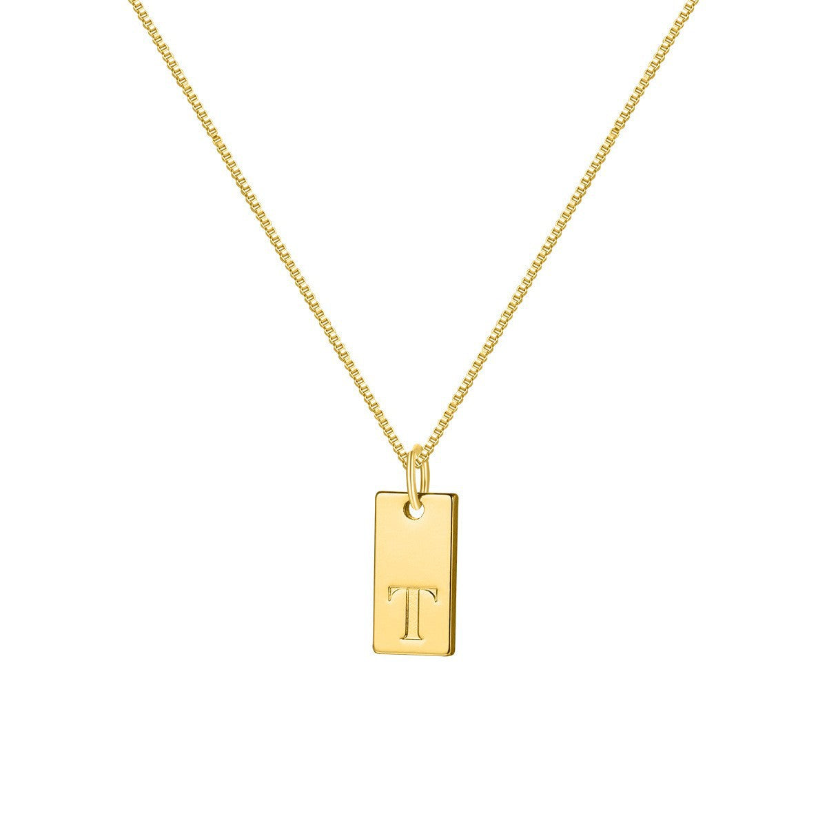 Box Chain Initial Necklace