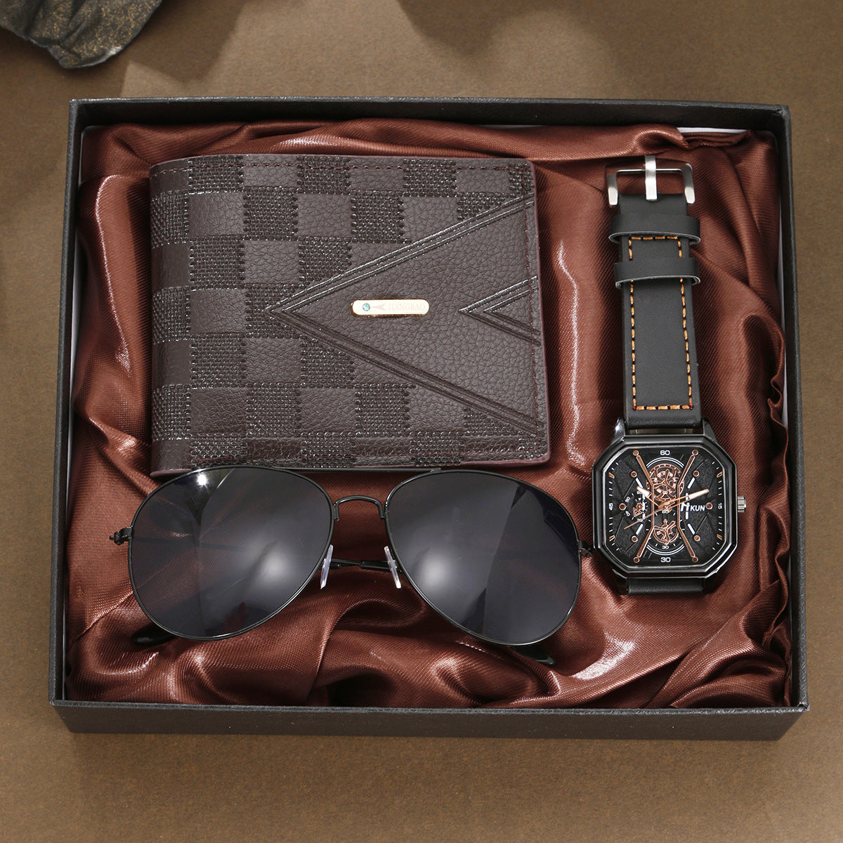 fashion Watch Belt Wallet Sunglasses 3-piece Set