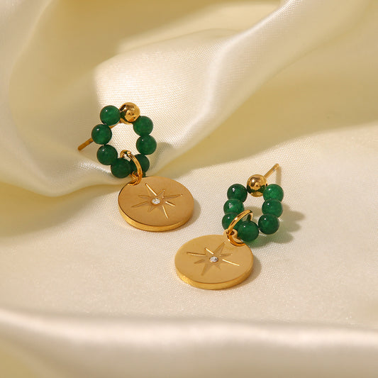 Pendientes colgantes de piedra natural vintage 