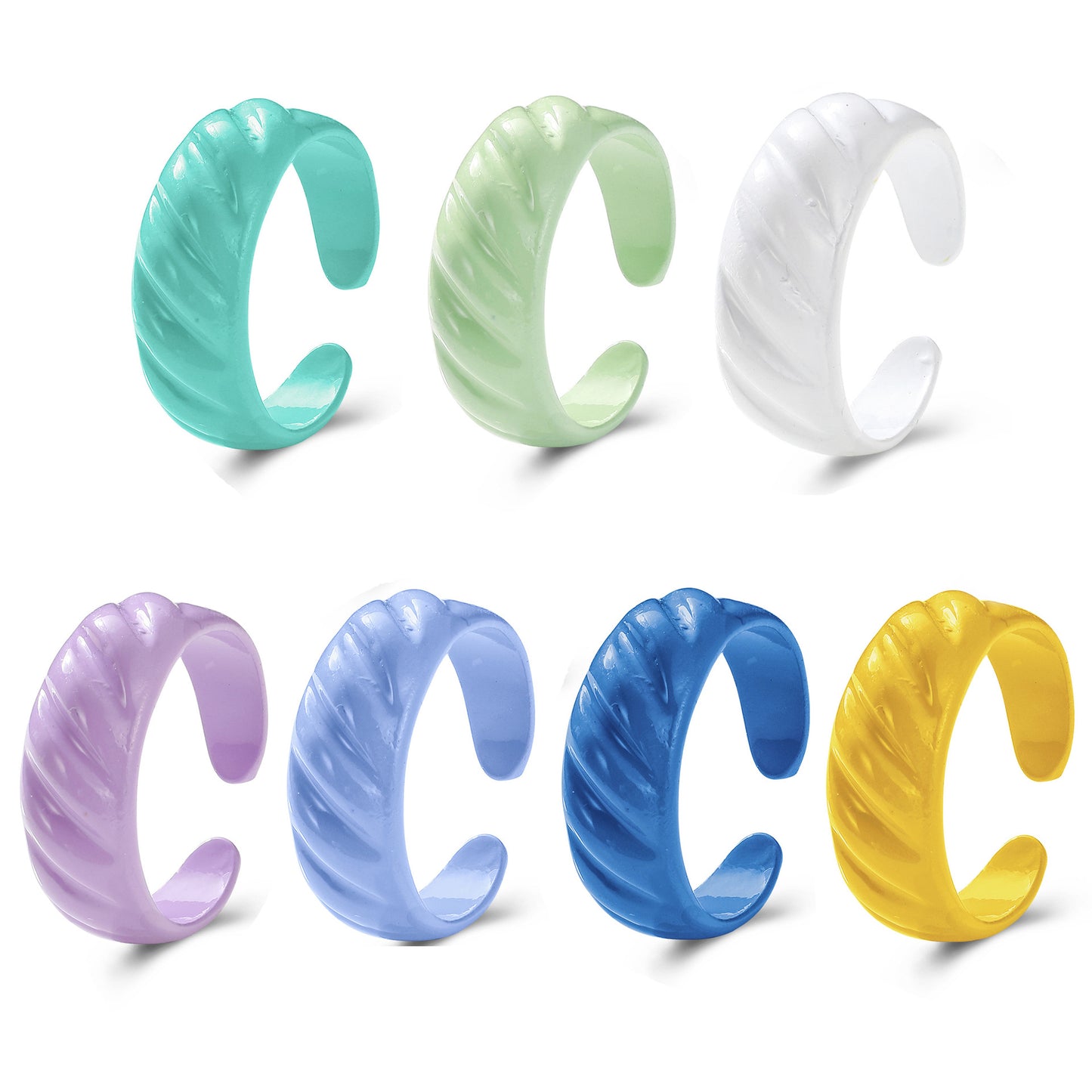 Diagonal stripe open ring metal spray paint finger