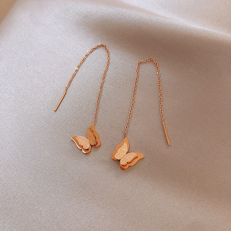 Matte Butterfly Titanium-Steel Earrings — 18K Gold Plated, Hypoallergenic Sleep-Friendly