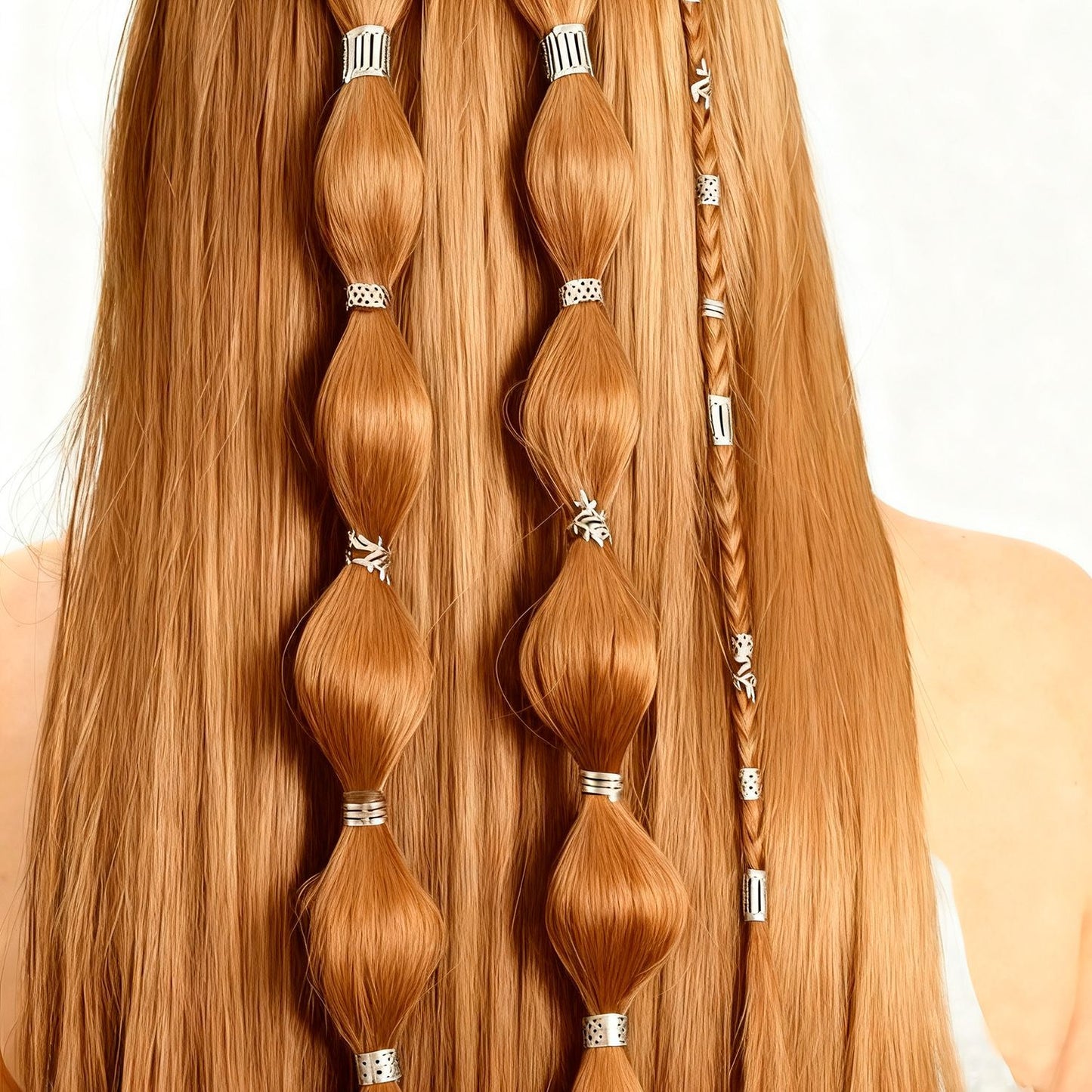 50Pcs Gold Hollow Heart Hair Rings