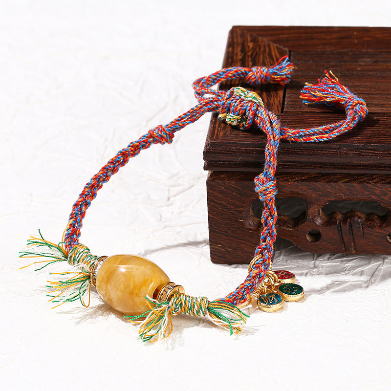 Topaz bucket beads lucky Nafu woven hand rope