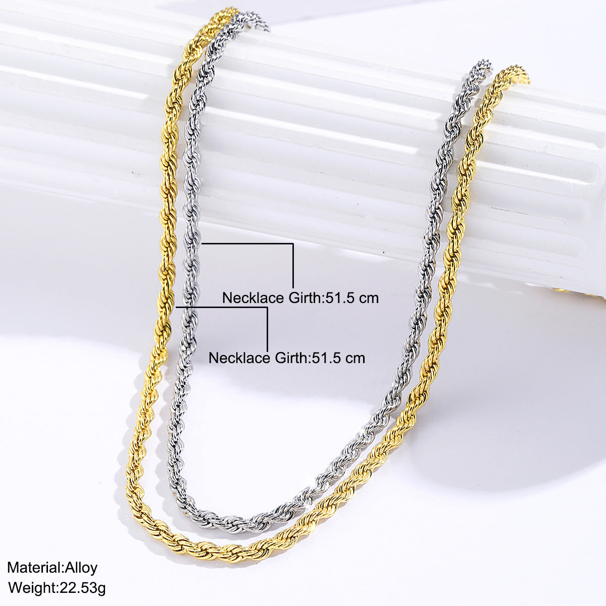 Men's 3MM Twist Chain Necklace 2-Pack