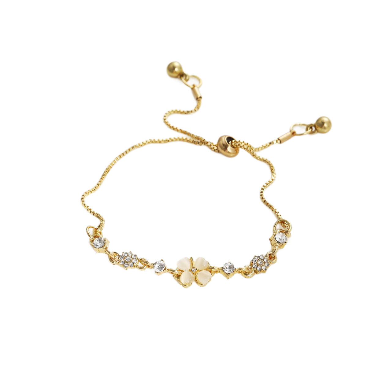 Zircon Leaf Push-Pull Bracelet