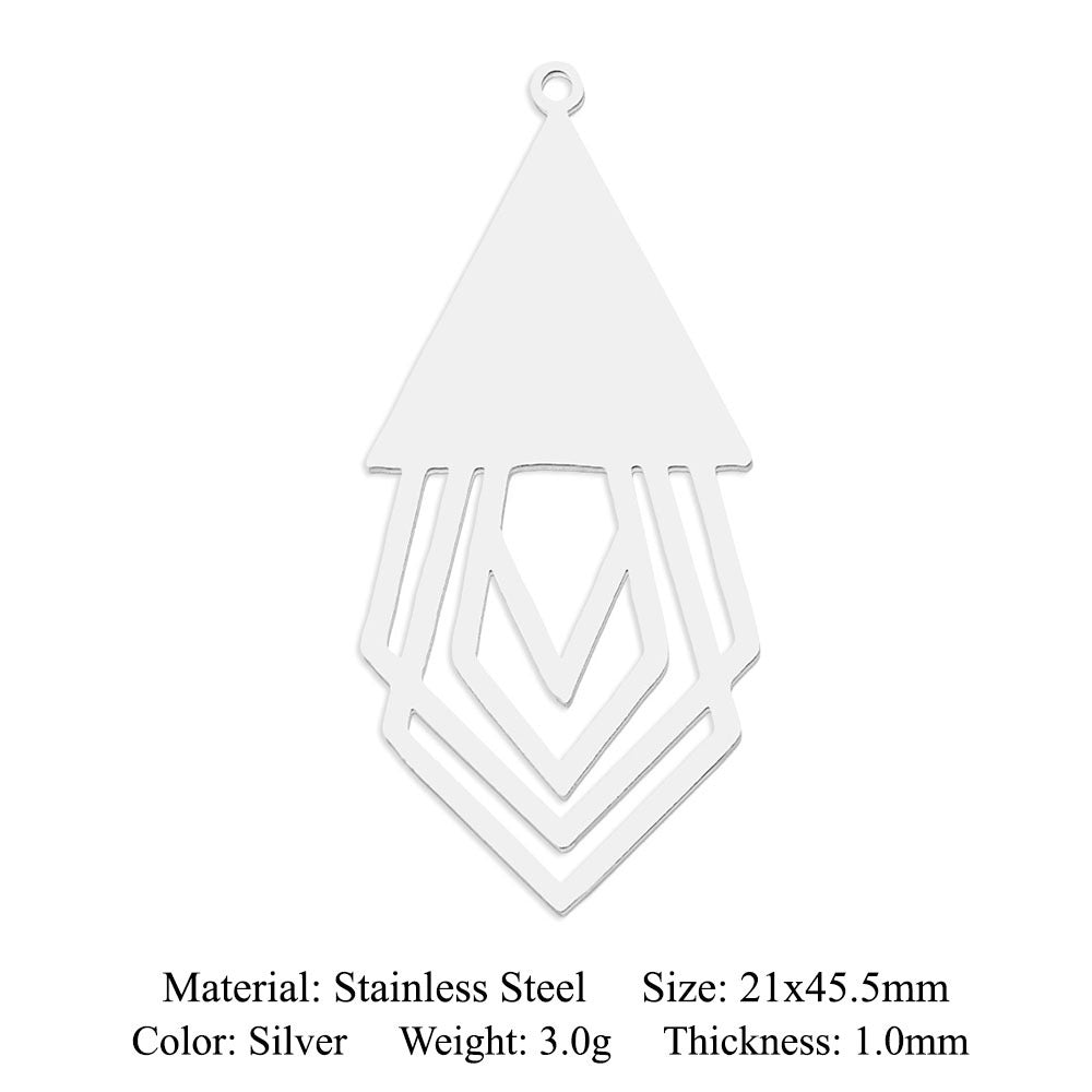 5 pcs/pack geometric square titanium steel pendant ginkgo biloba DIY