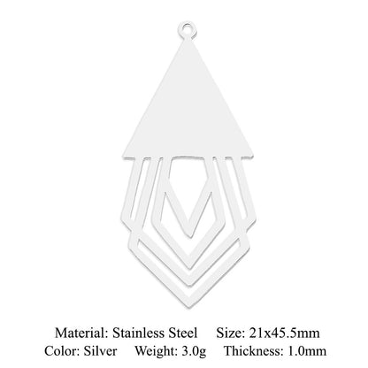 5 pcs/pack geometric square titanium steel pendant ginkgo biloba DIY