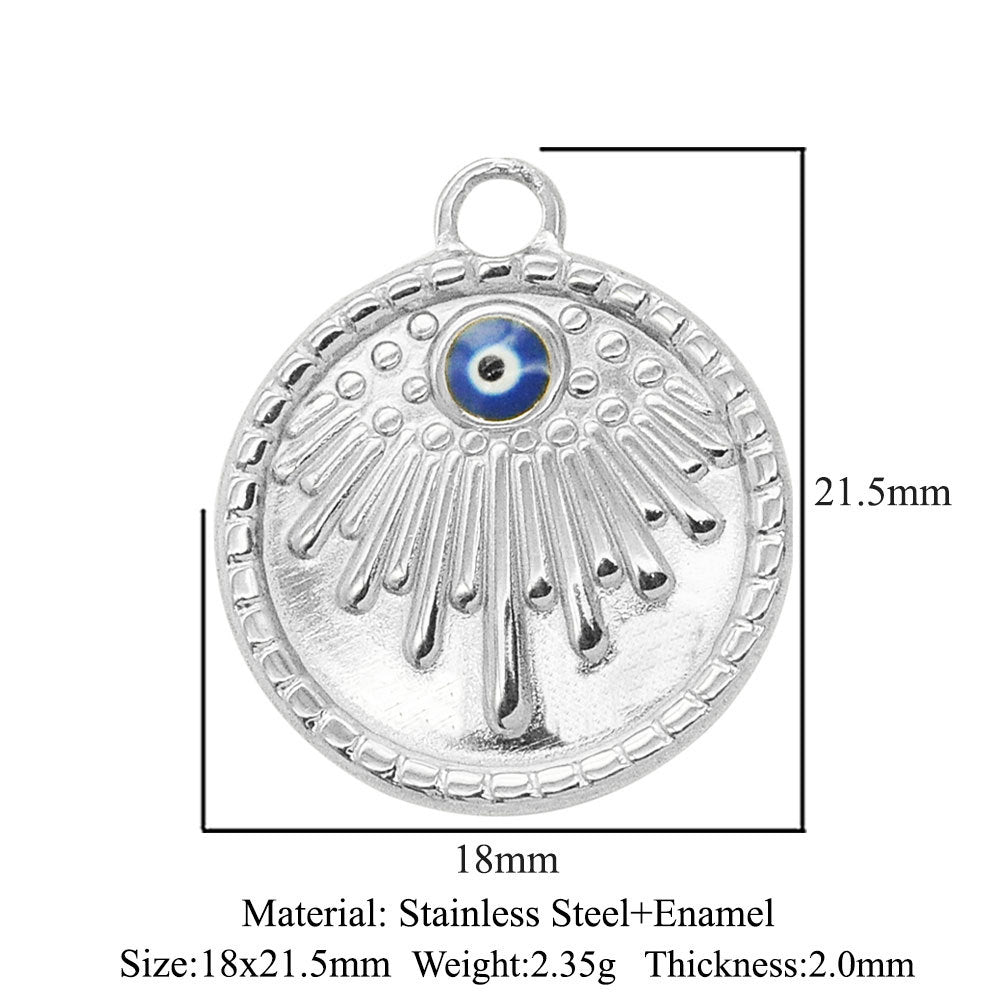 3 pcs/pack stainless steel geometric round sun eye pendant