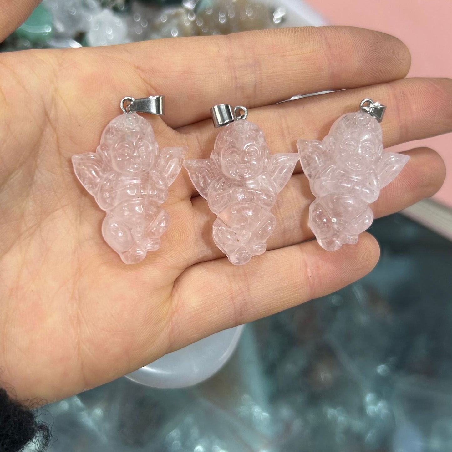 Engraved Cupid Angel Necklace Pendant