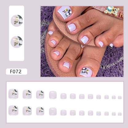 French Diamond Glitter Toe Nails