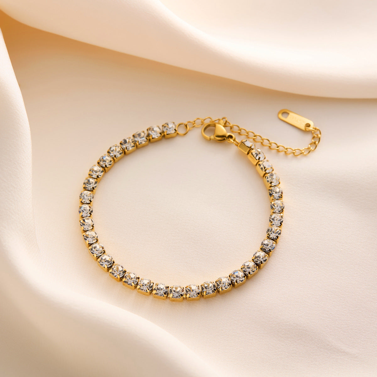 Multi-Strand Titanium Steel Necklace — Claw-Set Zircon Stones