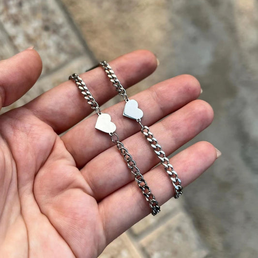 Stainless Steel Heart Couple Bracelet