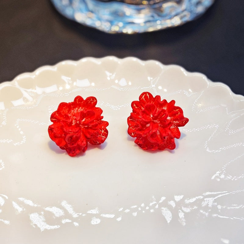 Pendientes con diseño de flor de camelia blanca 
