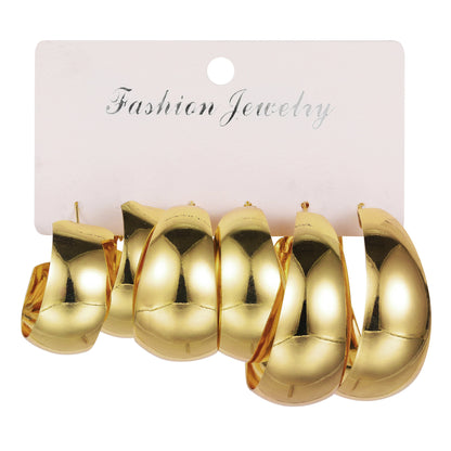 Vintage C-shaped earring set 3 pieces