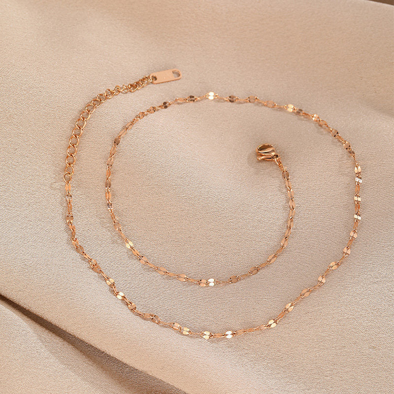 Rose Gold Titanium Steel Simple Collarbone Necklace