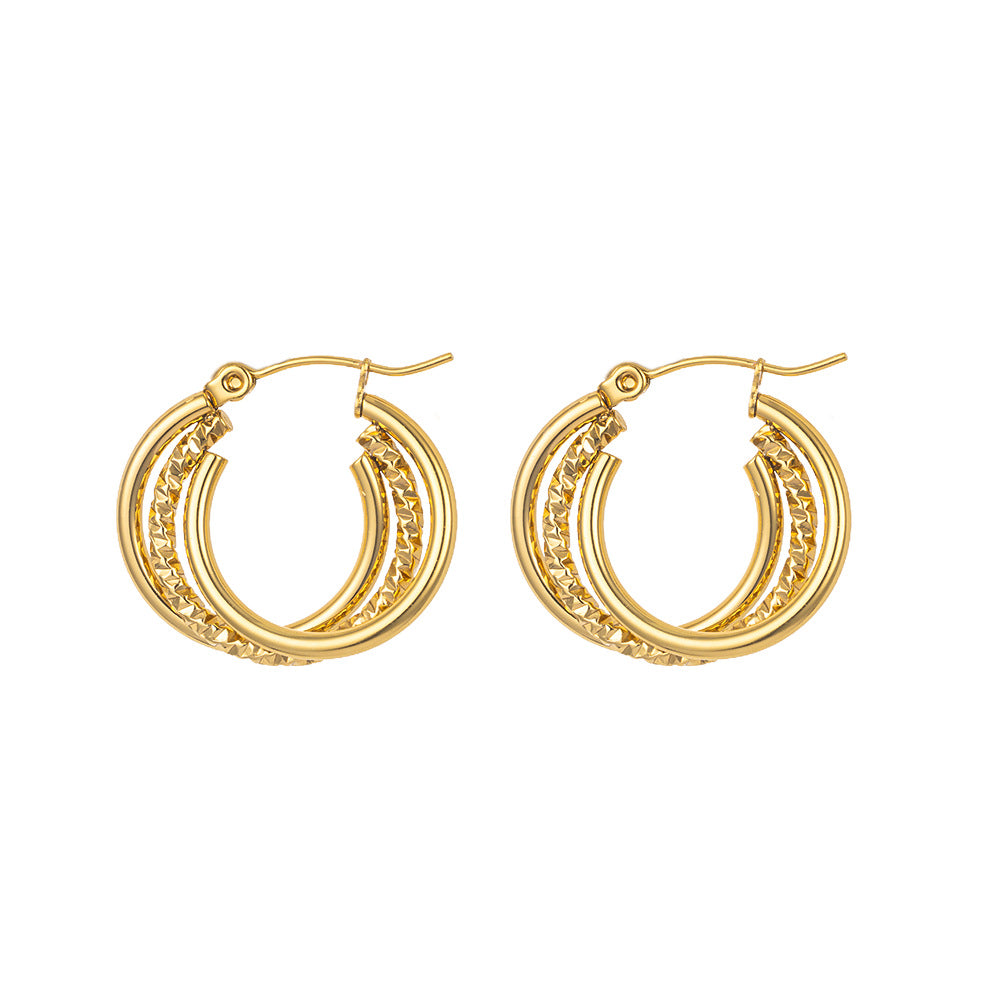 18K Gold Titanium Steel Twisted Spiral Earrings