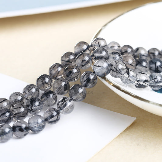 Black hair crystal loose beads round beads work in progress