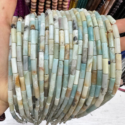 4*13MM natural stone crystal cylindrical spacer beads