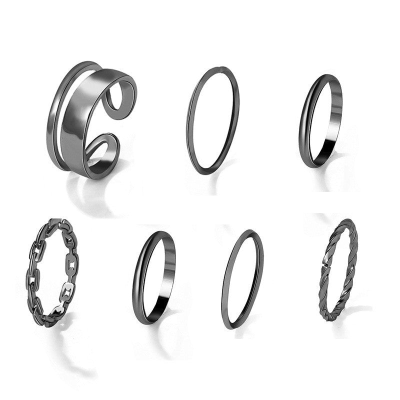 Stackable Black Joint Ring Set