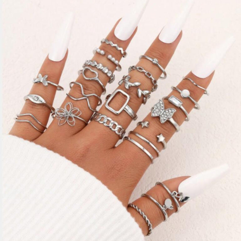 21-Piece Butterfly Leaf Ring Set