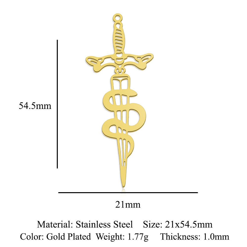 5 pcs/titanium steel magic witch broom necklace pendant