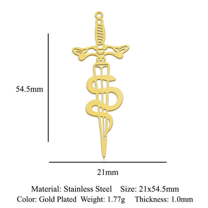 5 pcs/titanium steel magic witch broom necklace pendant