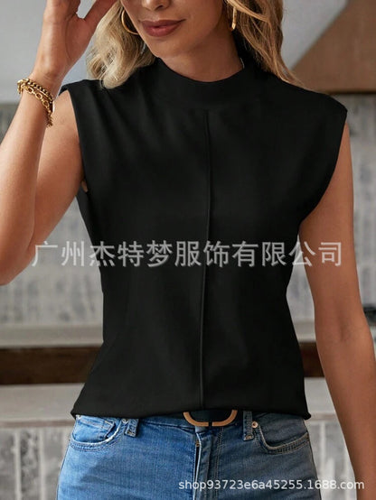 Solid color sleeveless crew neck vest top