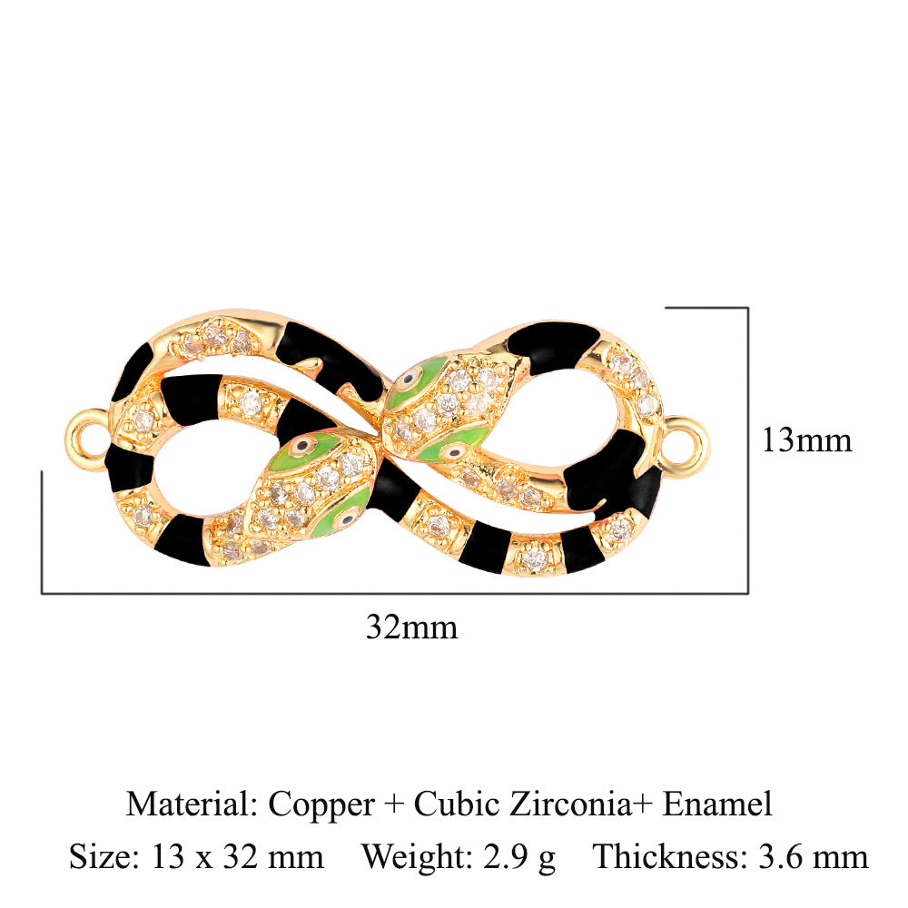 Double hole copper zircon jewelry bracelet connection accessories