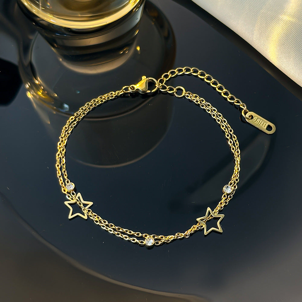 Double Titanium Steel Bracelet Ladies