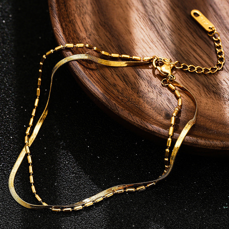 Gold-Plated Titanium Steel Snake Bone Anklet — Lightweight Luxury