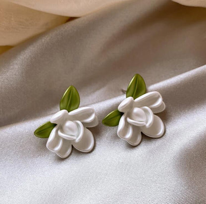 925 silver needle super fairy gardenia stud earrings