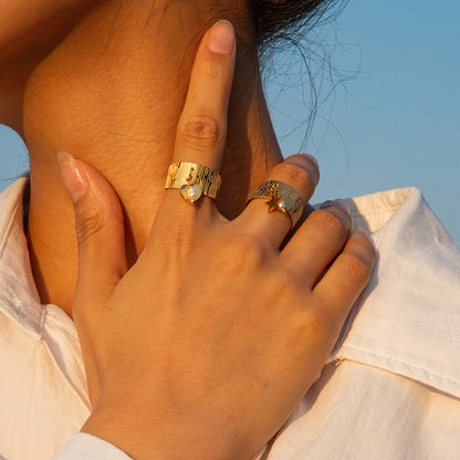 Star Heart Pendant Ring