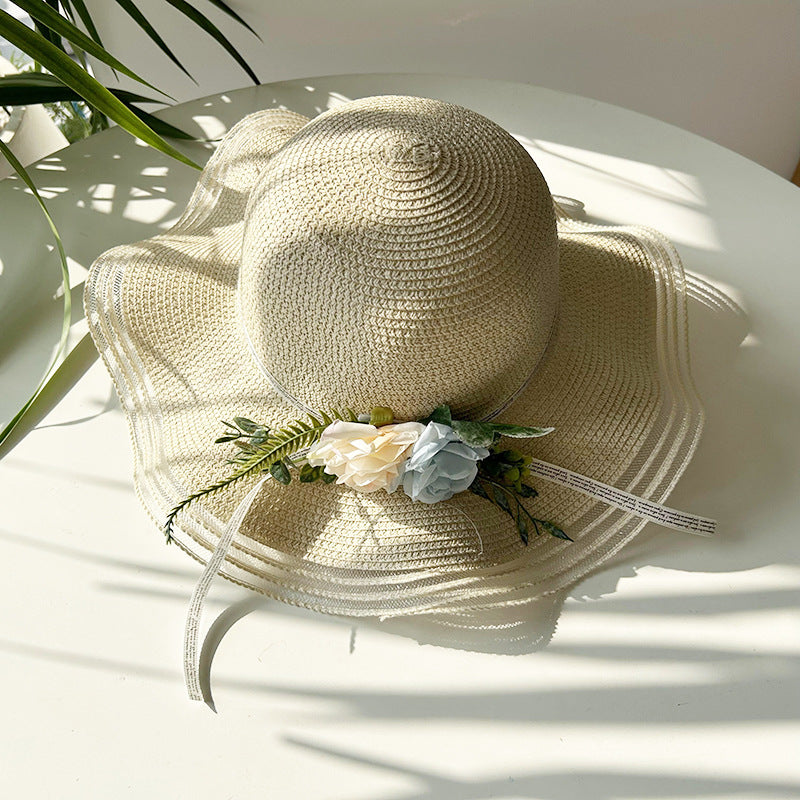 Wave Brim Straw Hat Family Chic Cute Princess Sun Protection