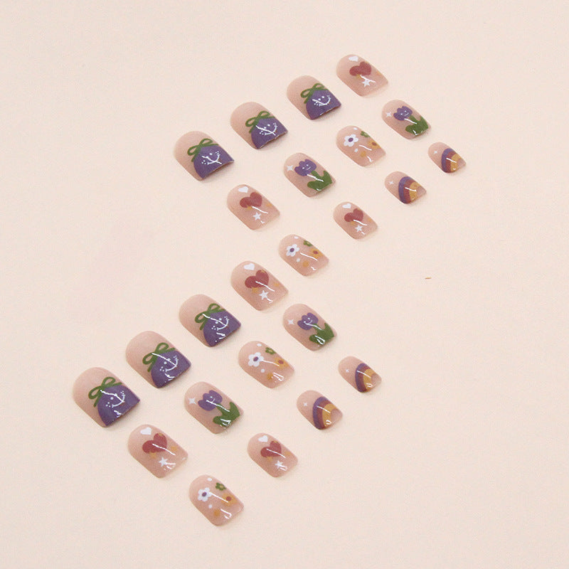Spring Summer Rainbow Heart Nails