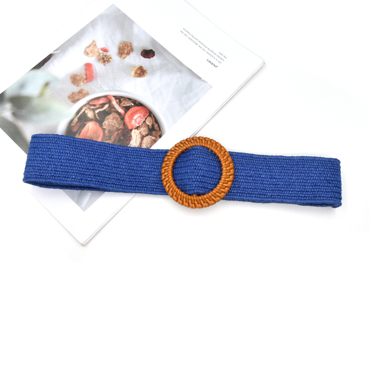 Cotton and linen elastic woven elastic belt