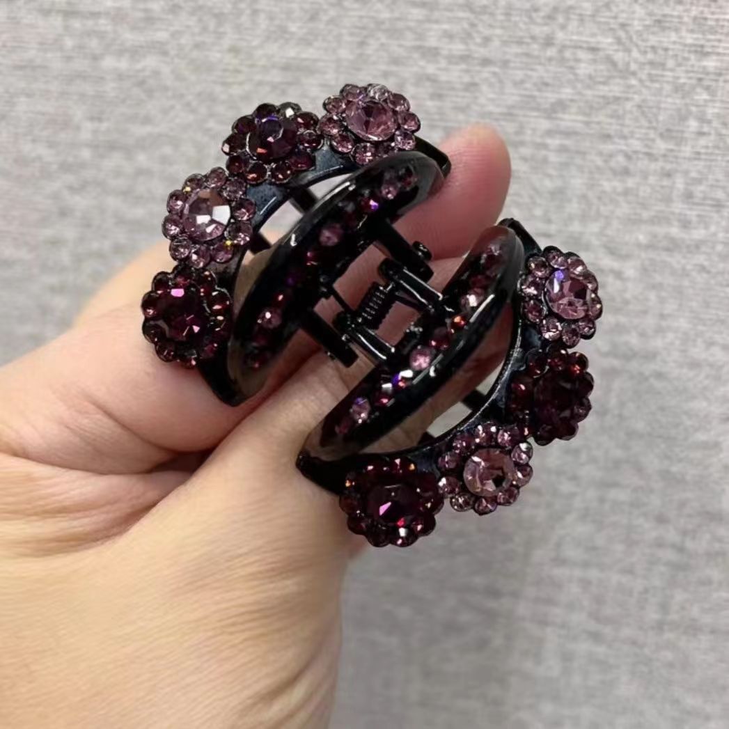 Pinza con forma de garra con diseño floral y diamantes de imitación 