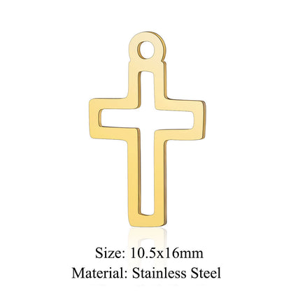 5 pcs/titanium steel hollow cross pendant.