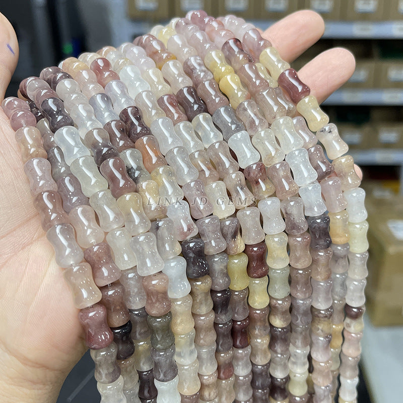 8 * 12Mm natural violet stone bamboo tube beads