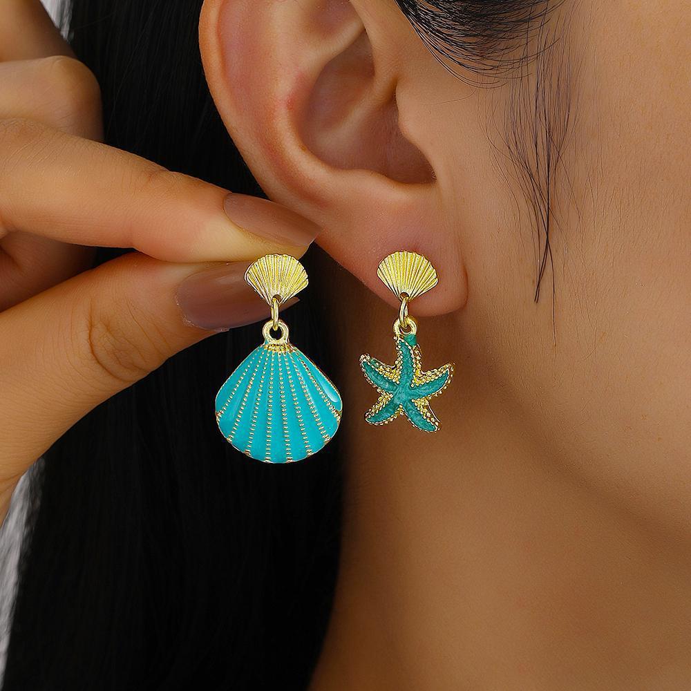 Asymmetric Starfish Shell Earrings